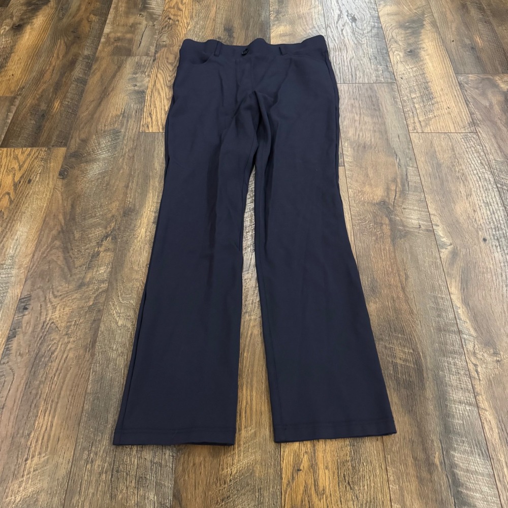 Betabrand Dress Pant Yoga Pants Navy Blue Straight Leg Large Business Casual